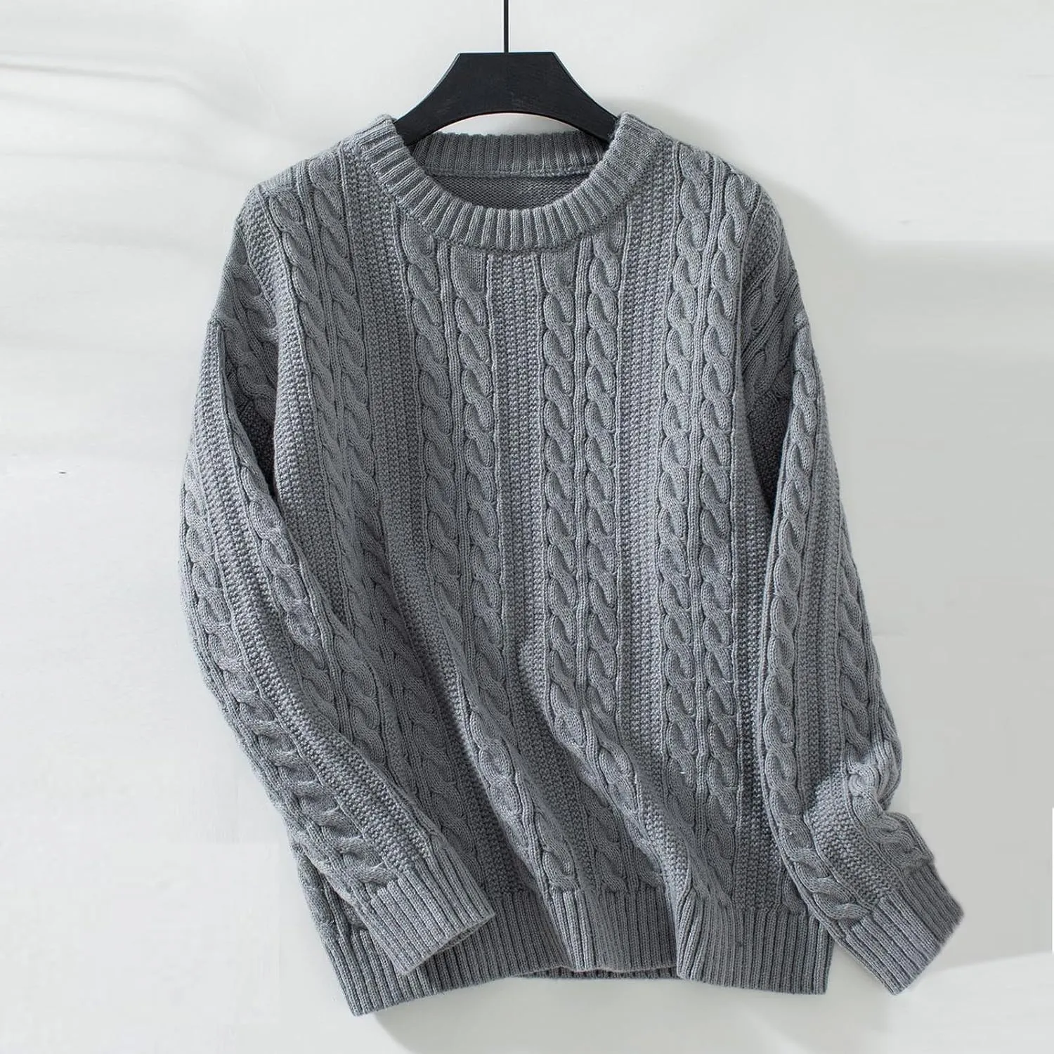 Women Cable Knitted Sweaters Oversized Mock Neck Sweaters Comfy Solid Soft Long Sleeve Pullover Chunky Knit Sweaters