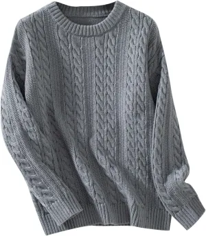 Women Cable Knitted Sweaters Oversized Mock Neck Sweaters Comfy Solid Soft Long Sleeve Pullover Chunky Knit Sweaters