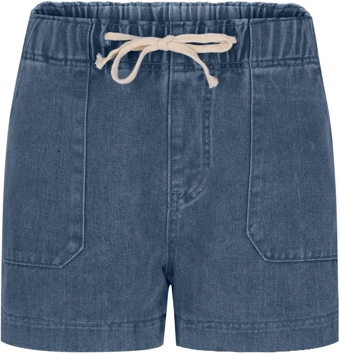 Women Casual Loose Denim Shorts Drawstring Pocket Mid-High Waisted Jean Shorts Cutoff Stretchy Summer Hot Short Pants
