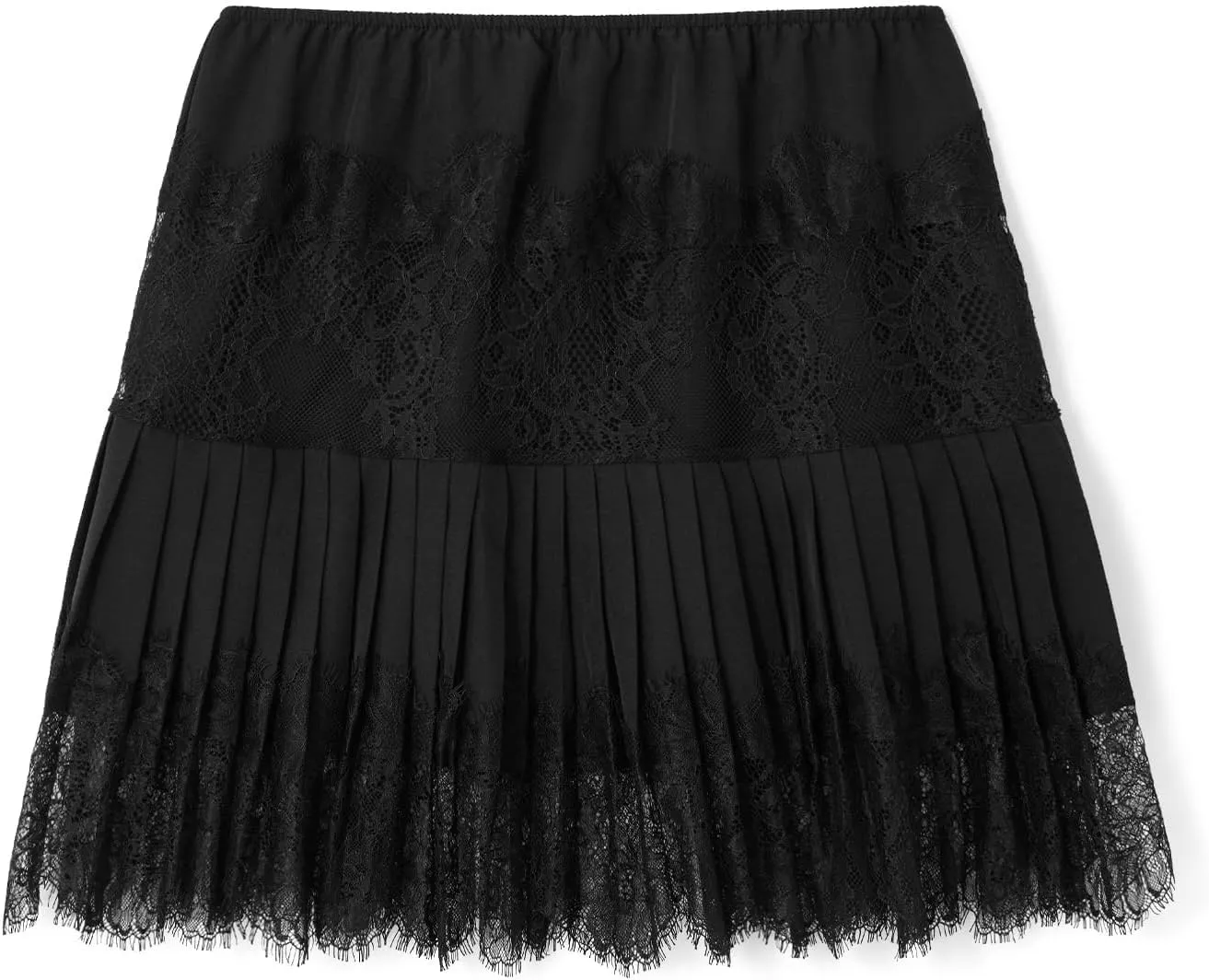 Women Lace Skirt Ruffle Mini Skirt Half Slip Layered Pleated Flowy Skirt