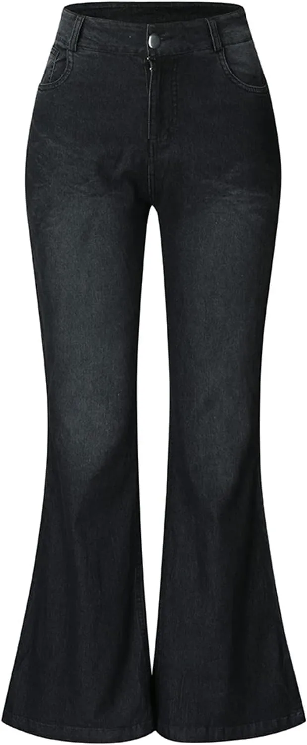 Women Low Waisted Flared Jeans Bell Bottom Jeans Plus Size Wide Leg Denim Pants Hip Hop Street Pants