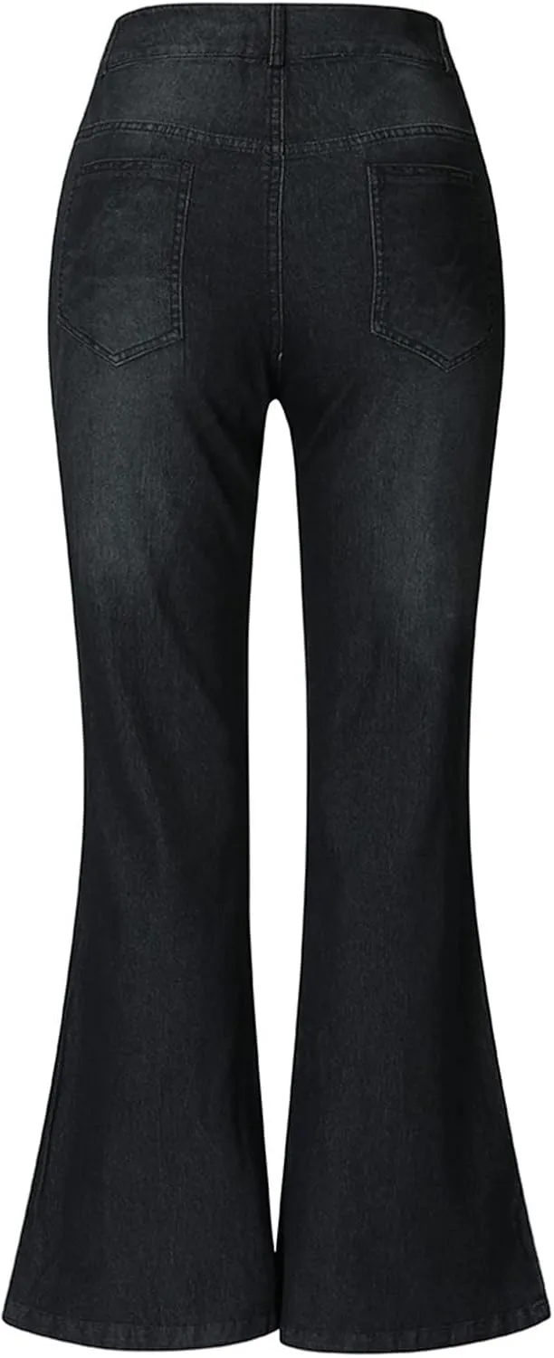Women Low Waisted Flared Jeans Bell Bottom Jeans Plus Size Wide Leg Denim Pants Hip Hop Street Pants