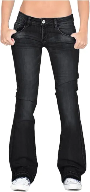 Women Low Waisted Flared Jeans Bell Bottom Jeans Plus Size Wide Leg Denim Pants Hip Hop Street Pants
