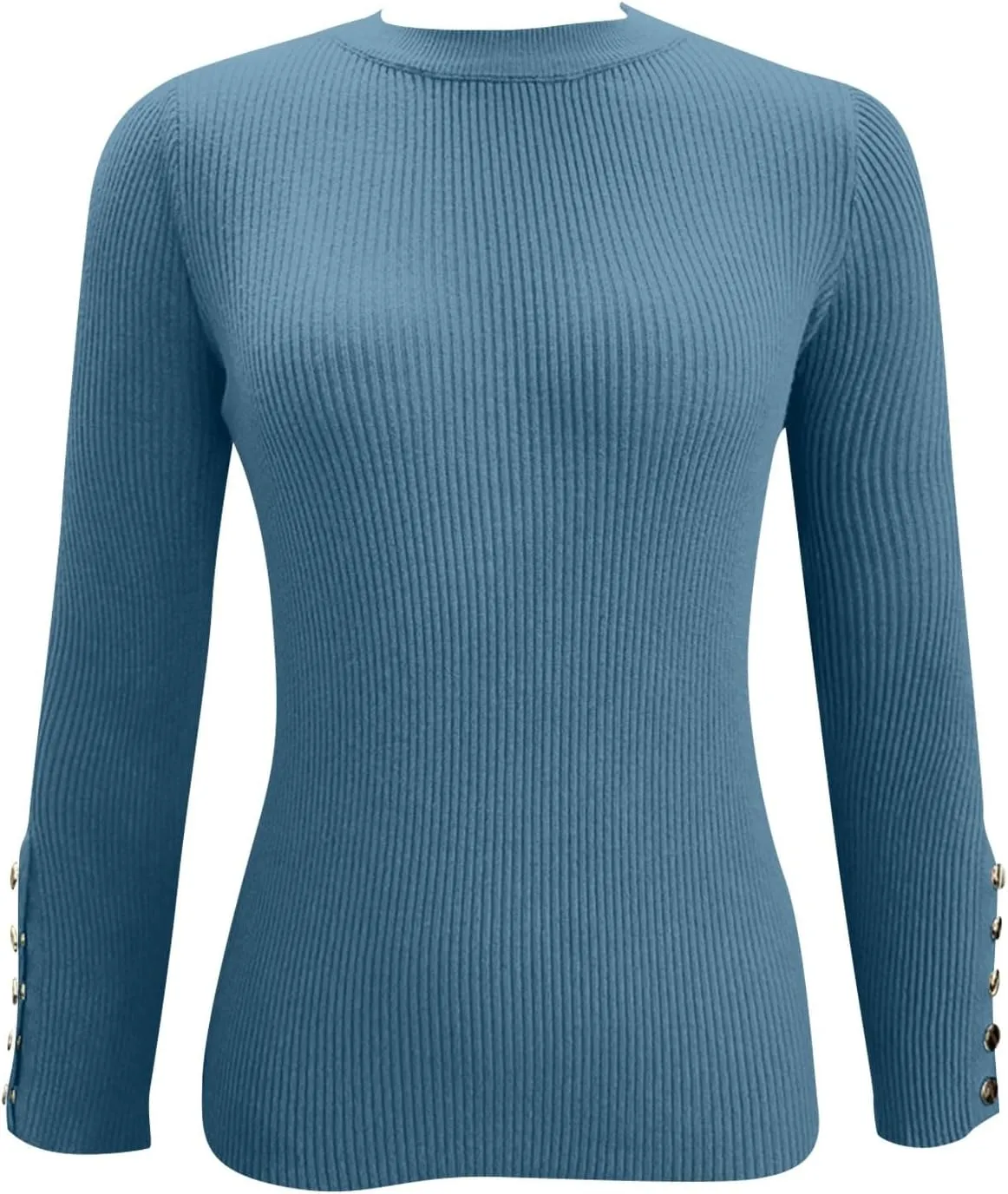 Women Shirts Long Sleeve Turtle Neck Rib Knit Sweaters Trendy Winter Button Down Tshirt Tops Fall Cute Outfits