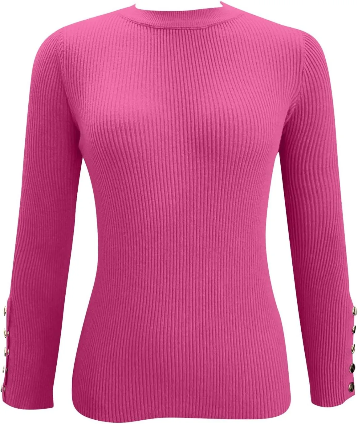 Women Shirts Long Sleeve Turtle Neck Rib Knit Sweaters Trendy Winter Button Down Tshirt Tops Fall Cute Outfits
