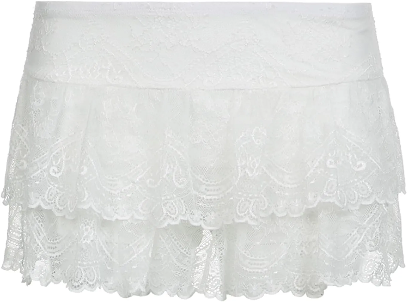 Women Summer Sexy Lace Mini Skirt Solid Color Low Waist Skirt Pleated Layered Skirt Party Mini Skirt for Women