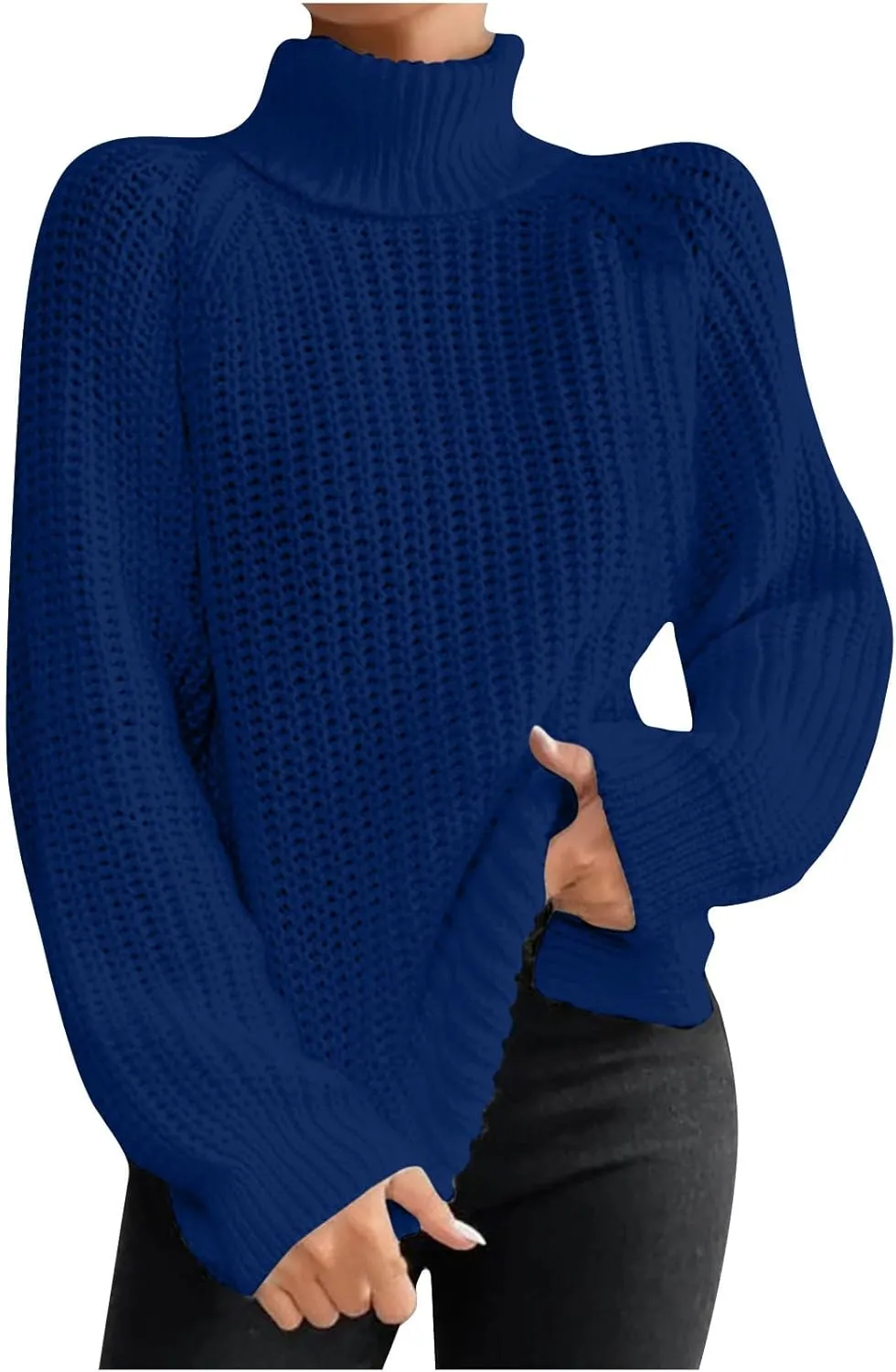 Women Sweater for Winter 2024 Turtle Neck Causal Loose Tops Slim Fitting Knit Grid Fashion Basic Warm Outfits