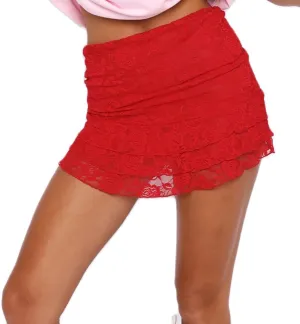 Women Y2k Lace Mini Skirt Ruffle Half Slip Skirt Low Rise Layered Pleated Flowy Short Skirts Underskirt