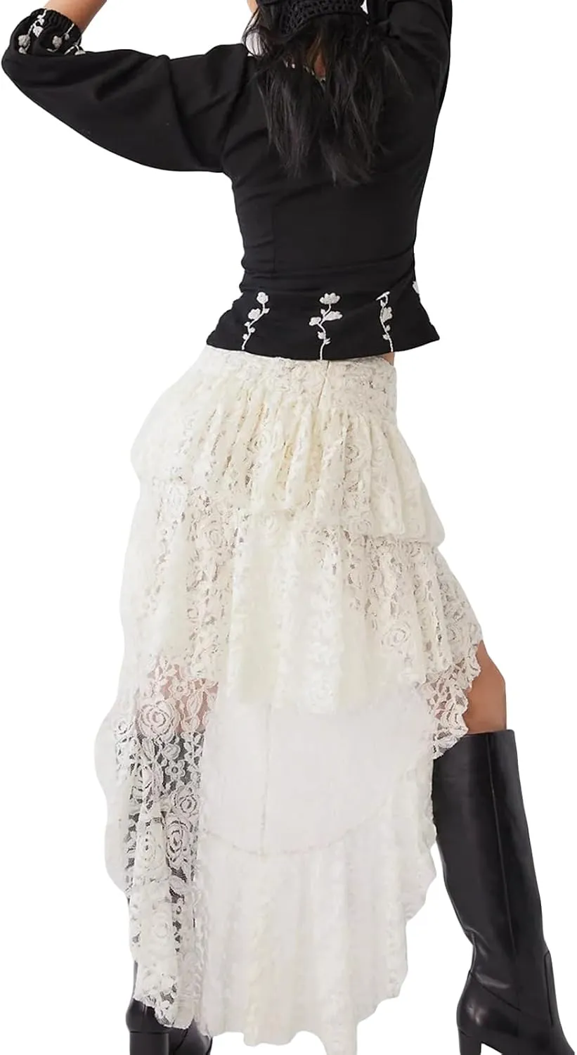 Women Y2k Lace Slip Skirt Elastic Low Rise Mini Skirts Pleated Half Slip Short Skirt Flowy Short Skirt Streetwear