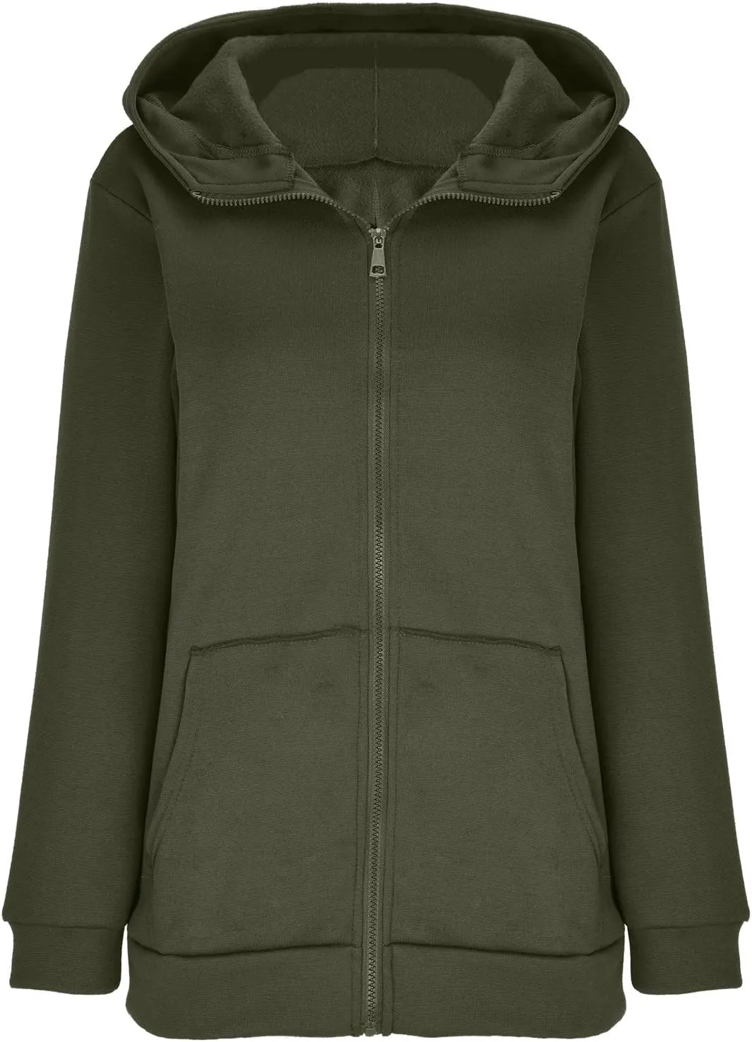 Women Zip Up Sweatshirt Fall Fleece Cozy Long Sleeve Plus Size Jacket Solid Color Y2k Trendy Hoodies with Pockets