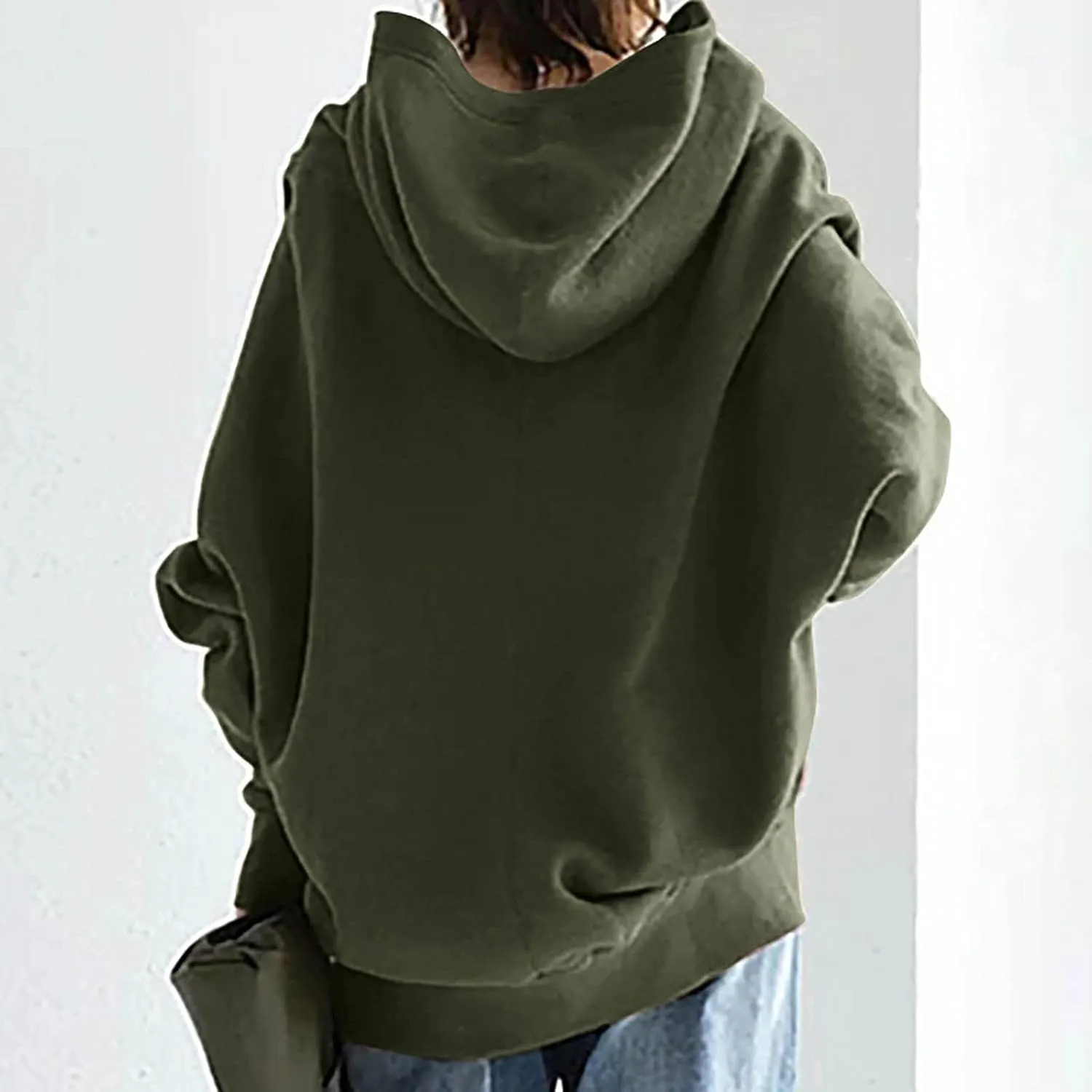 Women Zip Up Sweatshirt Fall Fleece Cozy Long Sleeve Plus Size Jacket Solid Color Y2k Trendy Hoodies with Pockets