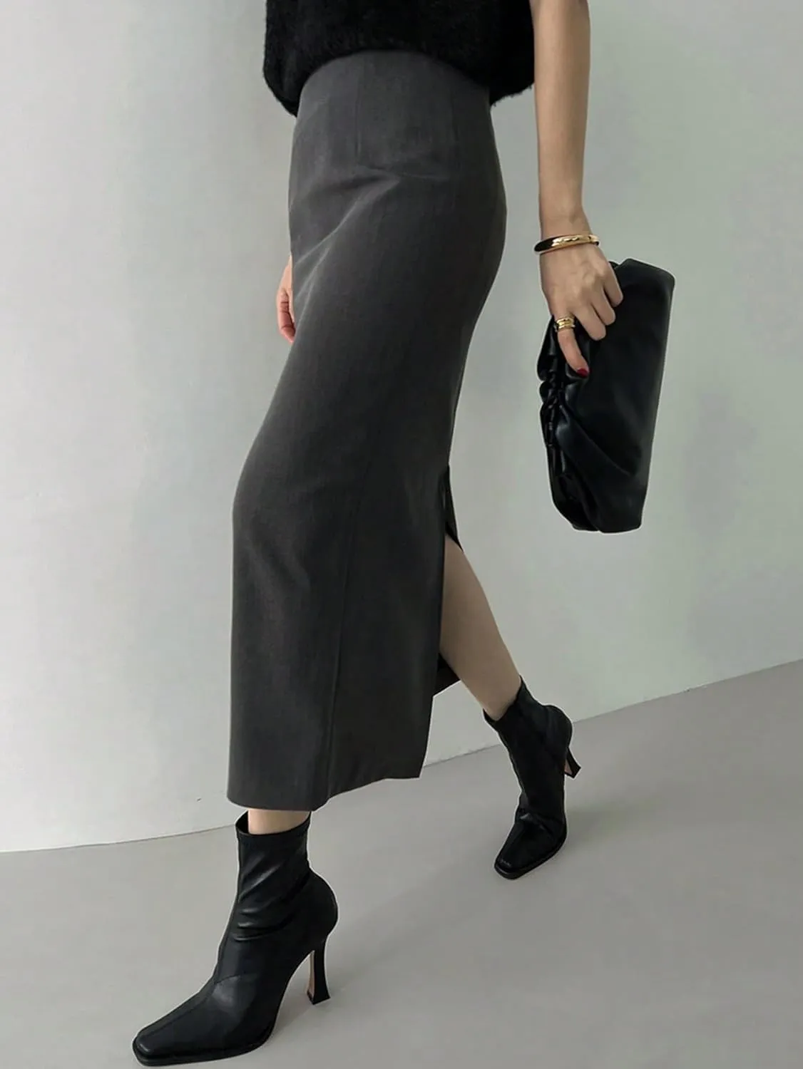 Women's 2025 Casual Maxi Long Skirts A-Line Slit Skirt