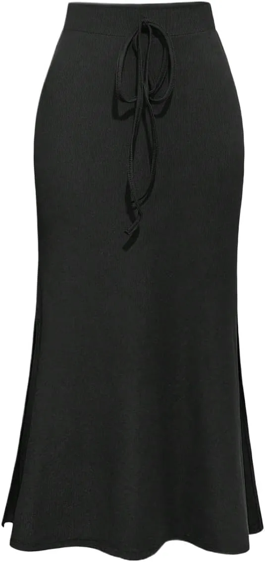 Women's 2025 Casual Maxi Long Skirts Casual Slit Skirt