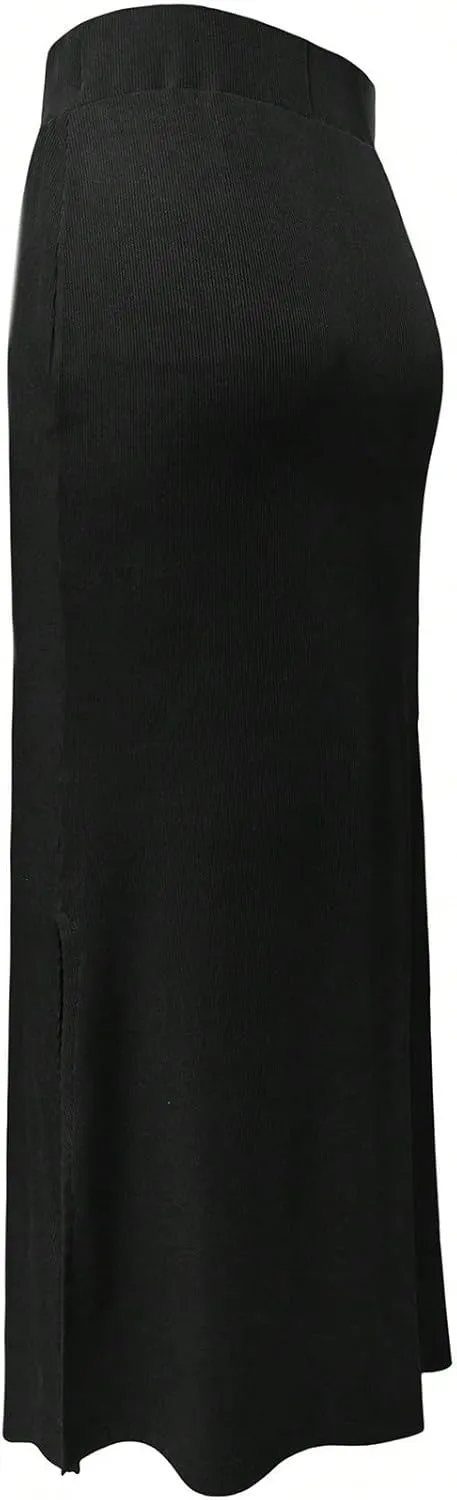 Women's 2025 Casual Maxi Long Skirts Casual Slit Skirt