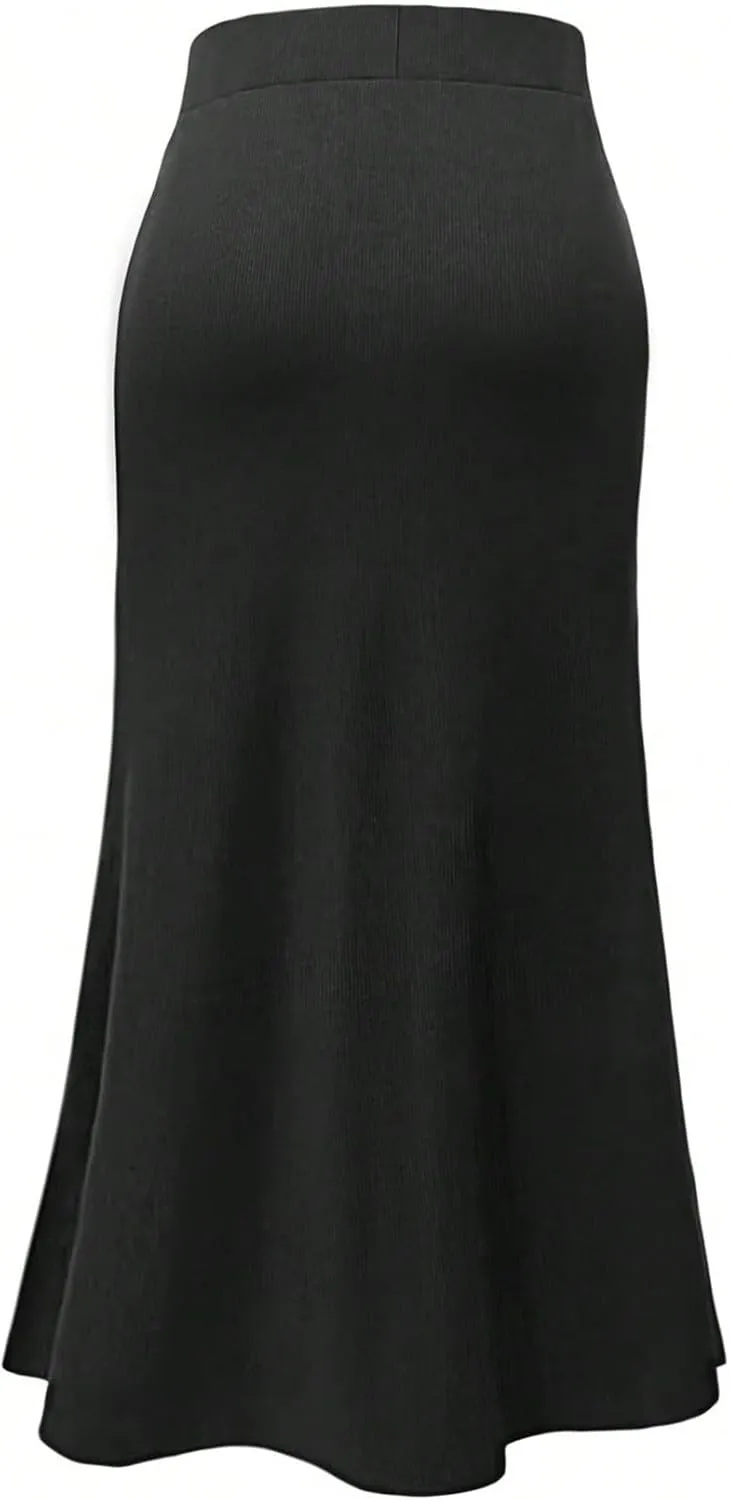 Women's 2025 Casual Maxi Long Skirts Casual Slit Skirt