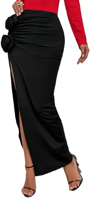 Women's 2025 Casual Maxi Long Skirts Elegant Sexy Long Slit Skirt