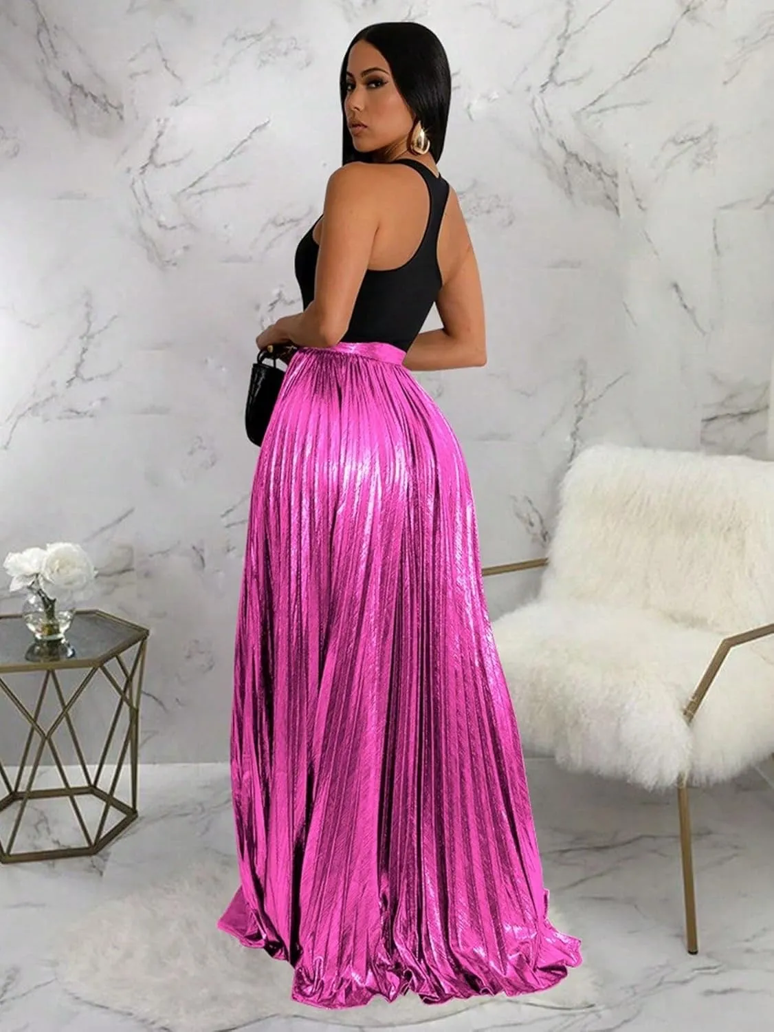 Women's 2025 Casual Maxi Long Skirts High Slit Skirt