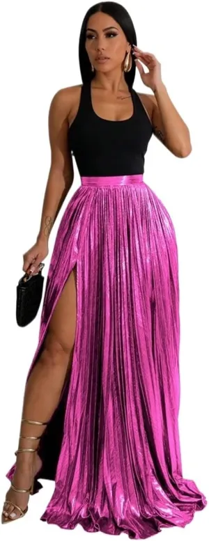 Women's 2025 Casual Maxi Long Skirts High Slit Skirt
