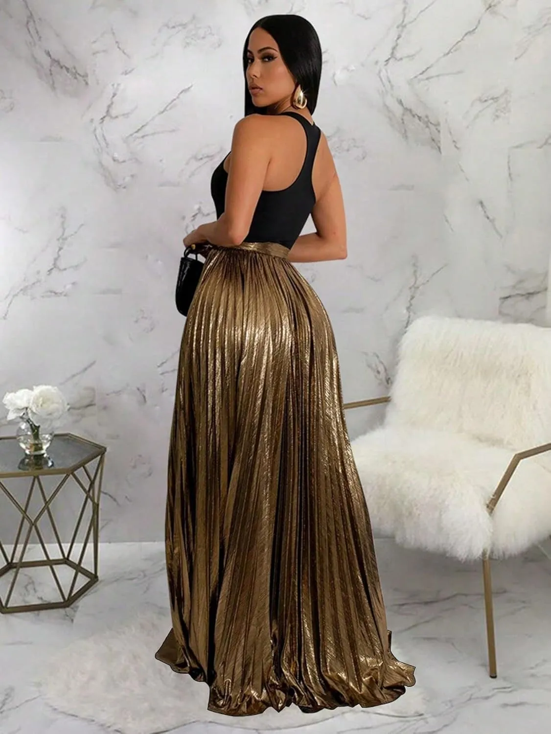 Women's 2025 Casual Maxi Long Skirts High Slit Skirt