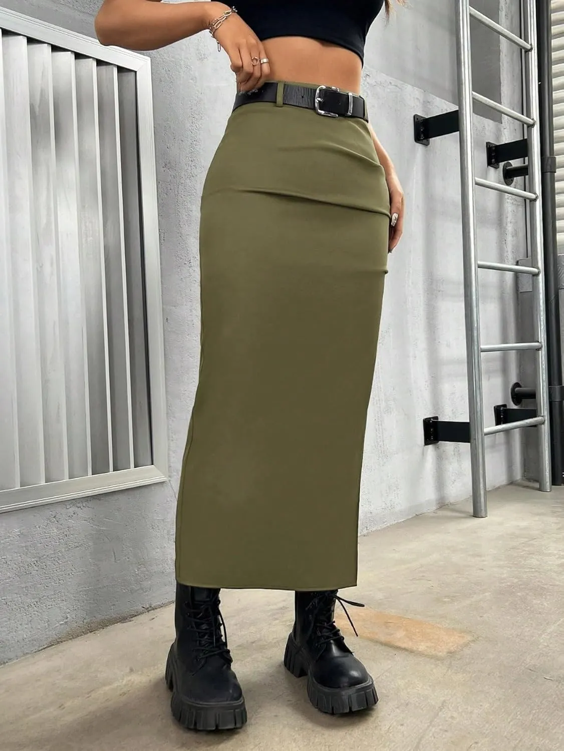 Women's 2025 Casual Maxi Long Skirts High Slit Skirt