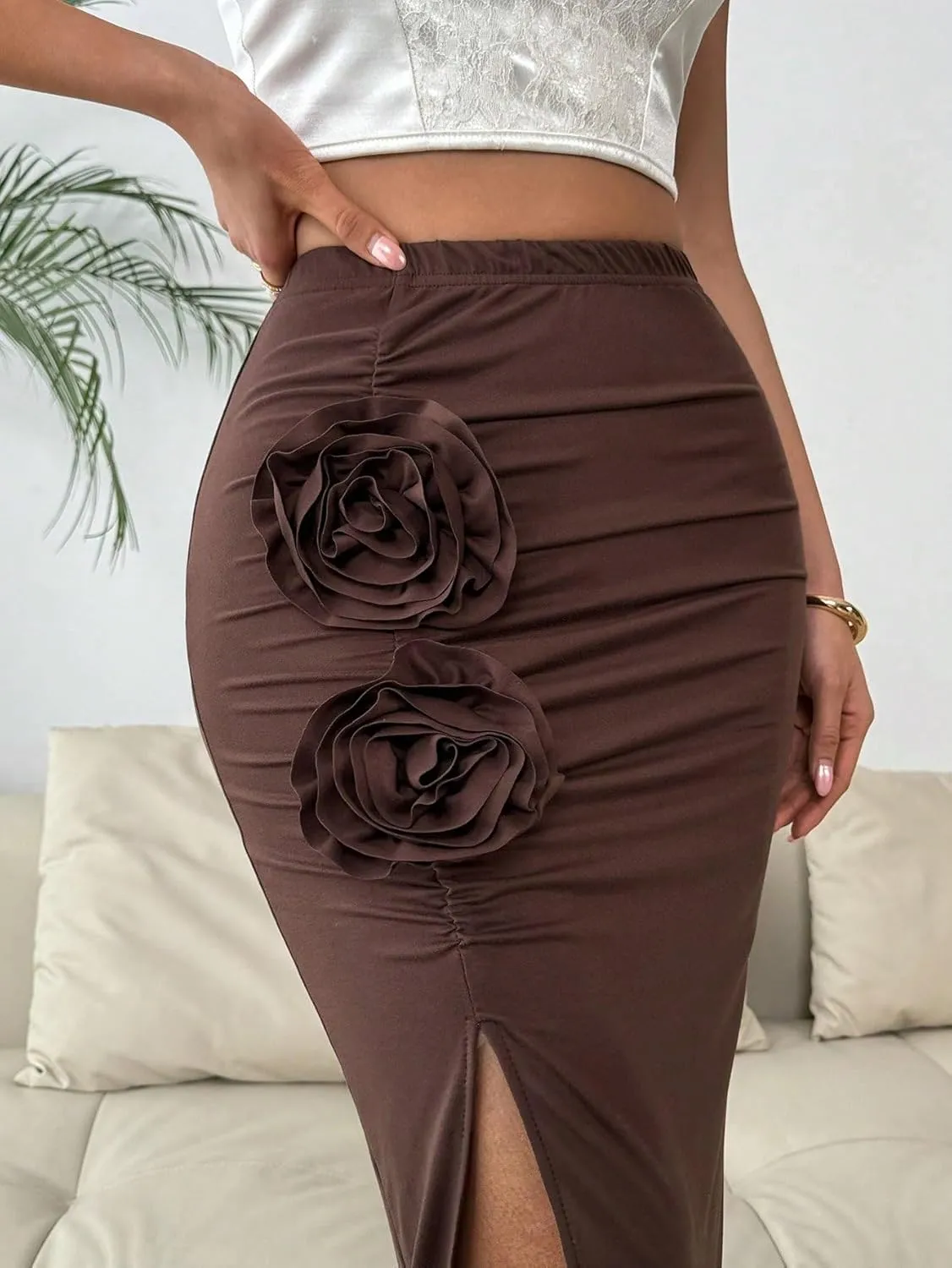 Women's 2025 Casual Maxi Long Skirts High Slit Skirt