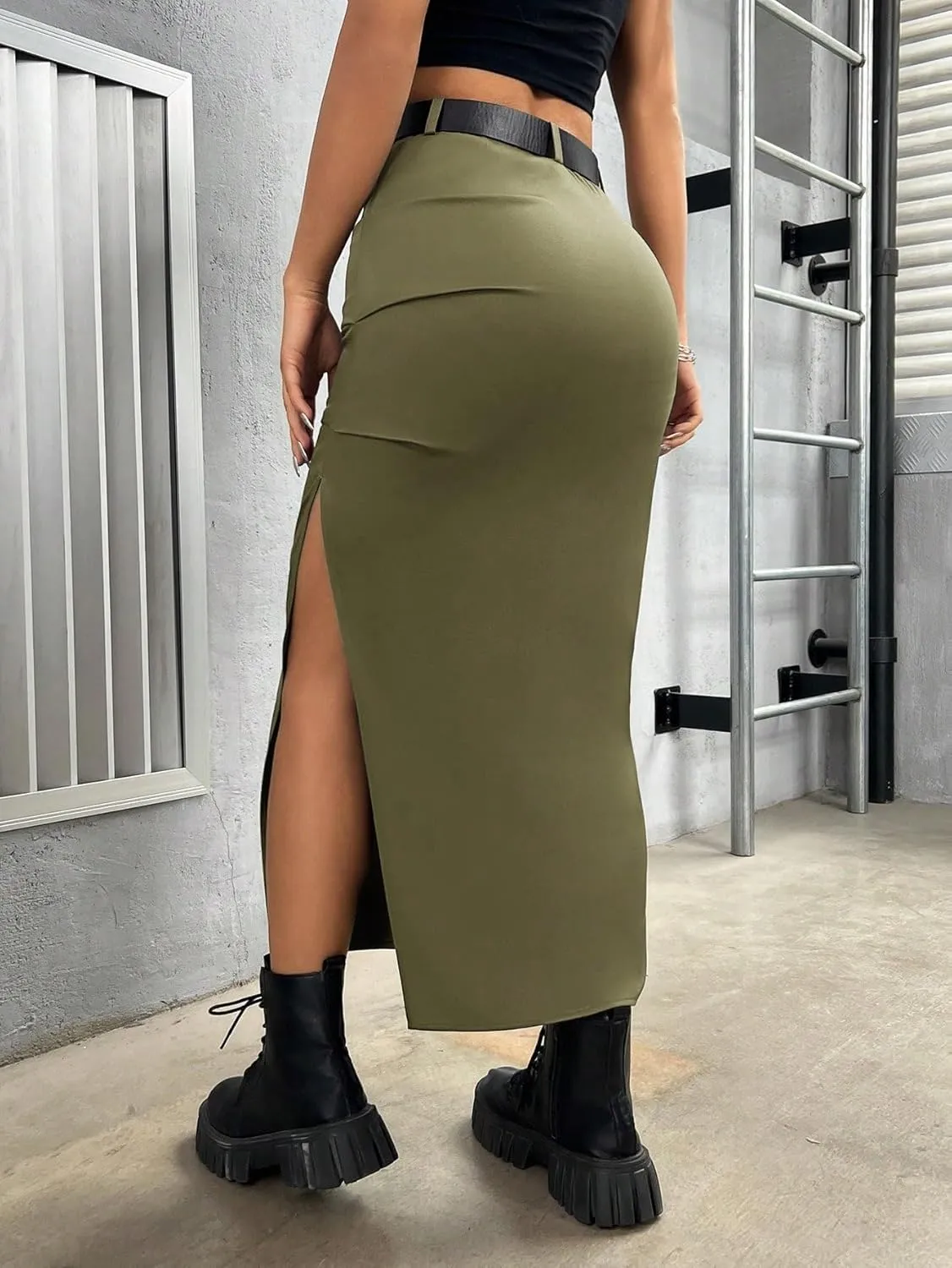 Women's 2025 Casual Maxi Long Skirts High Slit Skirt