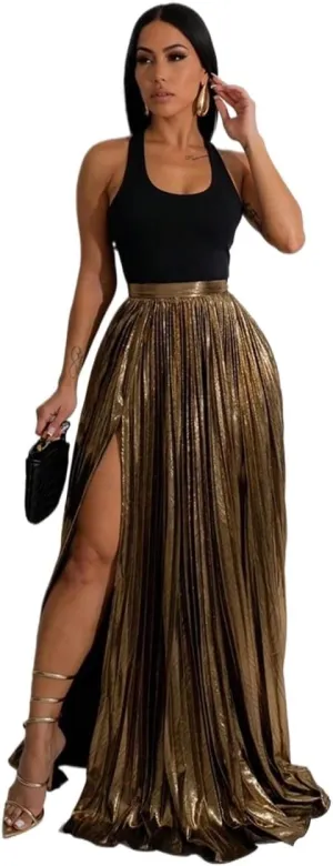Women's 2025 Casual Maxi Long Skirts High Slit Skirt