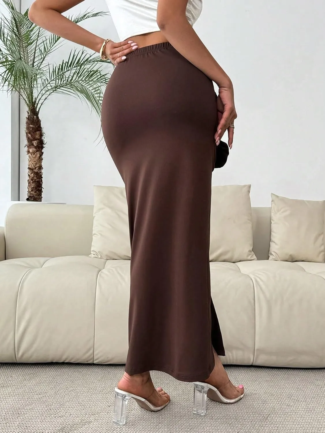 Women's 2025 Casual Maxi Long Skirts High Slit Skirt