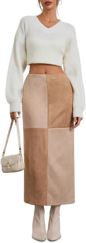 Women's 2025 Casual Maxi Long Skirts High Waist Slit Skirt