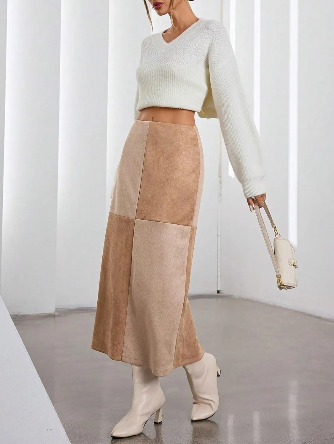 Women's 2025 Casual Maxi Long Skirts High Waist Slit Skirt