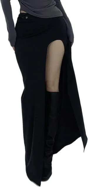 Women's 2025 Casual Maxi Long Skirts Solid Color High Slit Skirt