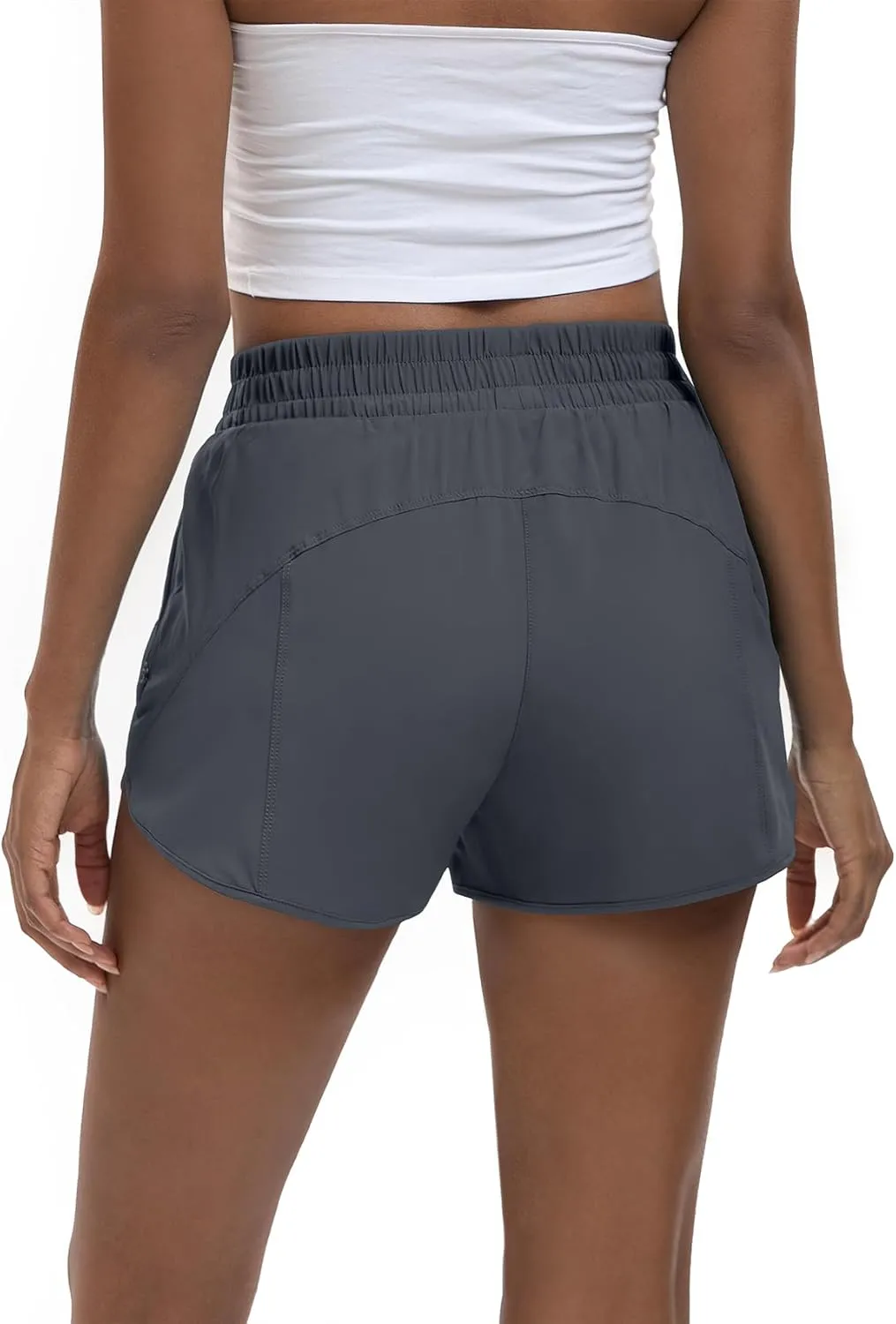 Women's 3" High Waisted Running Shorts Quick Dry Dolphin Sporty Athletic Gym Track Shorts for Women with Zipper Pocket
