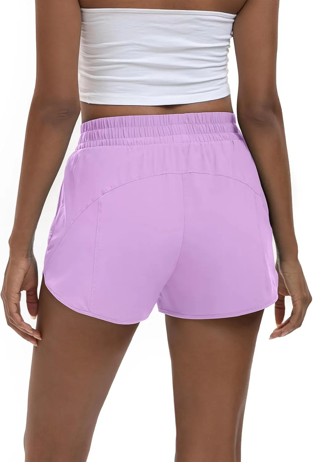 Women's 3" High Waisted Running Shorts Quick Dry Dolphin Sporty Athletic Gym Track Shorts for Women with Zipper Pocket