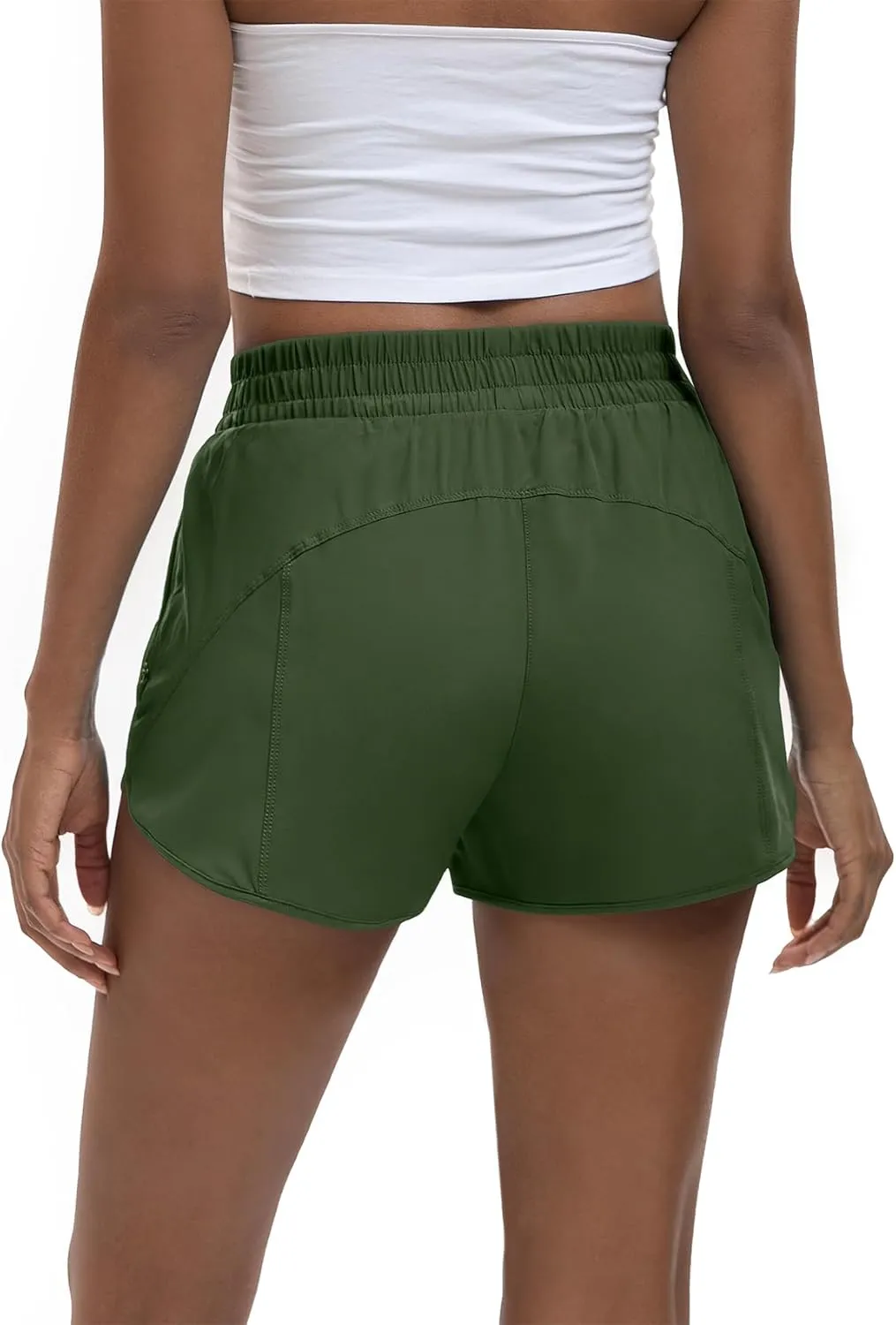 Women's 3" High Waisted Running Shorts Quick Dry Dolphin Sporty Athletic Gym Track Shorts for Women with Zipper Pocket