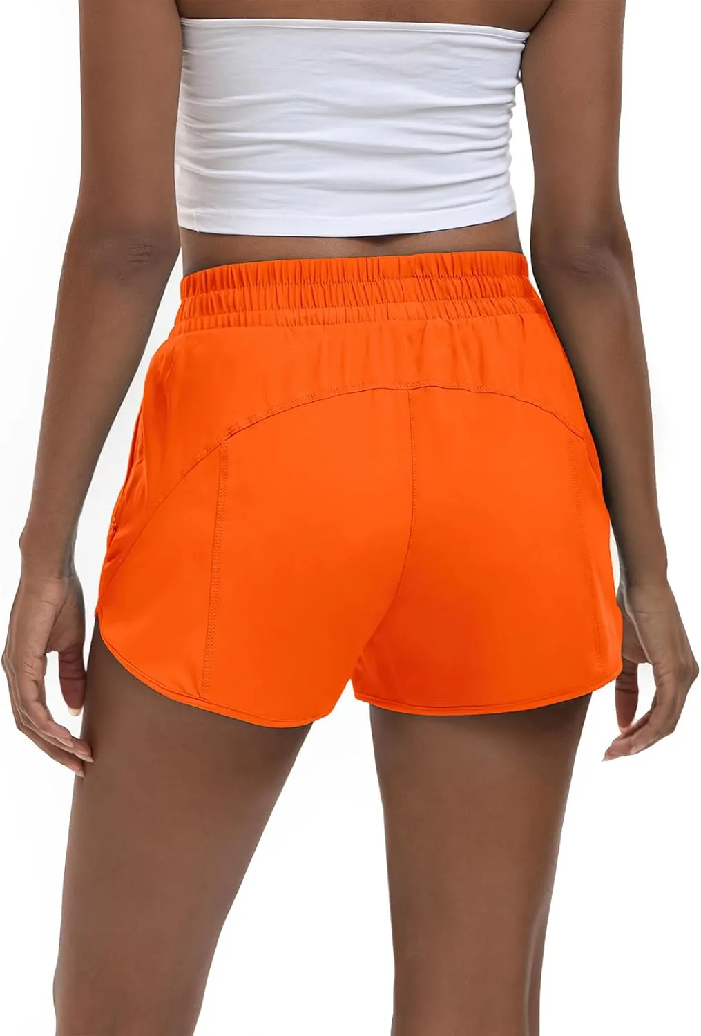 Women's 3" High Waisted Running Shorts Quick Dry Dolphin Sporty Athletic Gym Track Shorts for Women with Zipper Pocket