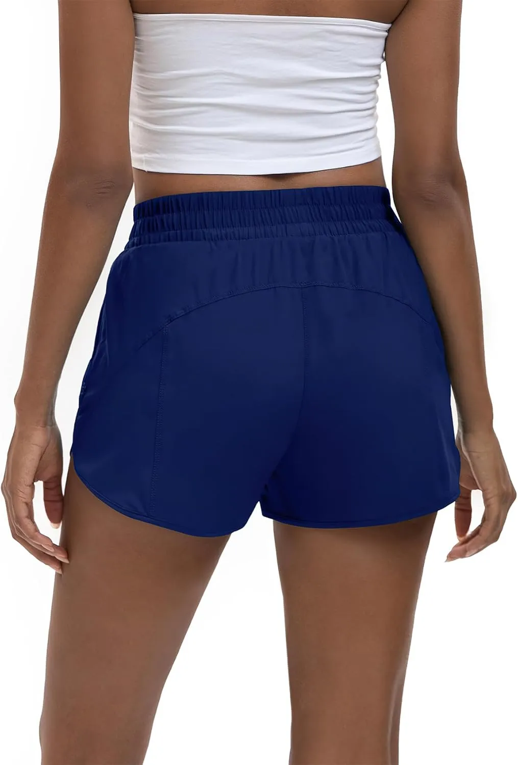 Women's 3" High Waisted Running Shorts Quick Dry Dolphin Sporty Athletic Gym Track Shorts for Women with Zipper Pocket