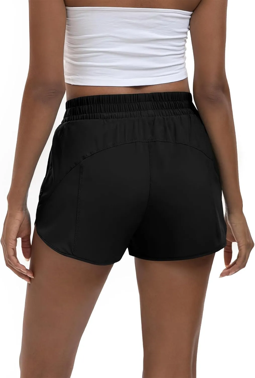 Women's 3" High Waisted Running Shorts Quick Dry Dolphin Sporty Athletic Gym Track Shorts for Women with Zipper Pocket