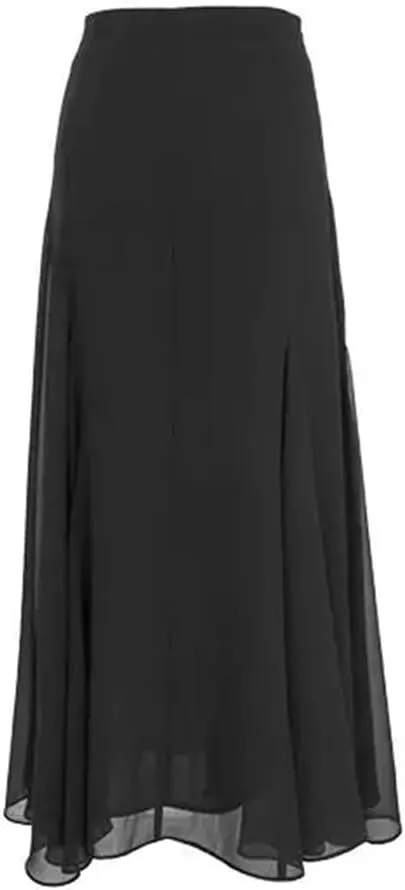 Women's A-Line Long Black Slit Skirt Chiffon Retro Street Casual Skirt