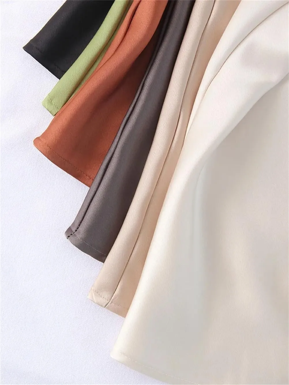 Women's A-Line Slit Office High Waist Satin Skirt Elastic Solid Slit Skirt