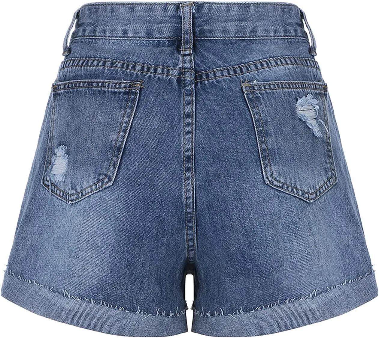 Women's Casual Ripped Denim Shorts High Rise Distressed Rolled Hem Denim Hot Short Summer Jean Shorts