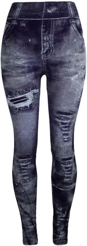 Women's Casual Skinny Jeans Ripped Distressed High Rise Stretch Pull On Butt Lifting Jegging Fitted Denim Ankle Jeans