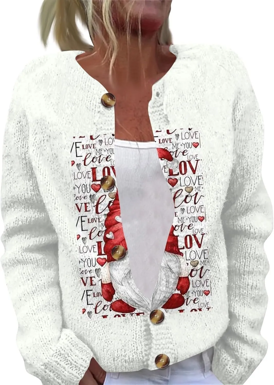 Womens Chunky Cardigan Cable Knit Sweaters for Women 2025 Trendy Love Heart Y2K Knitted Outerwear