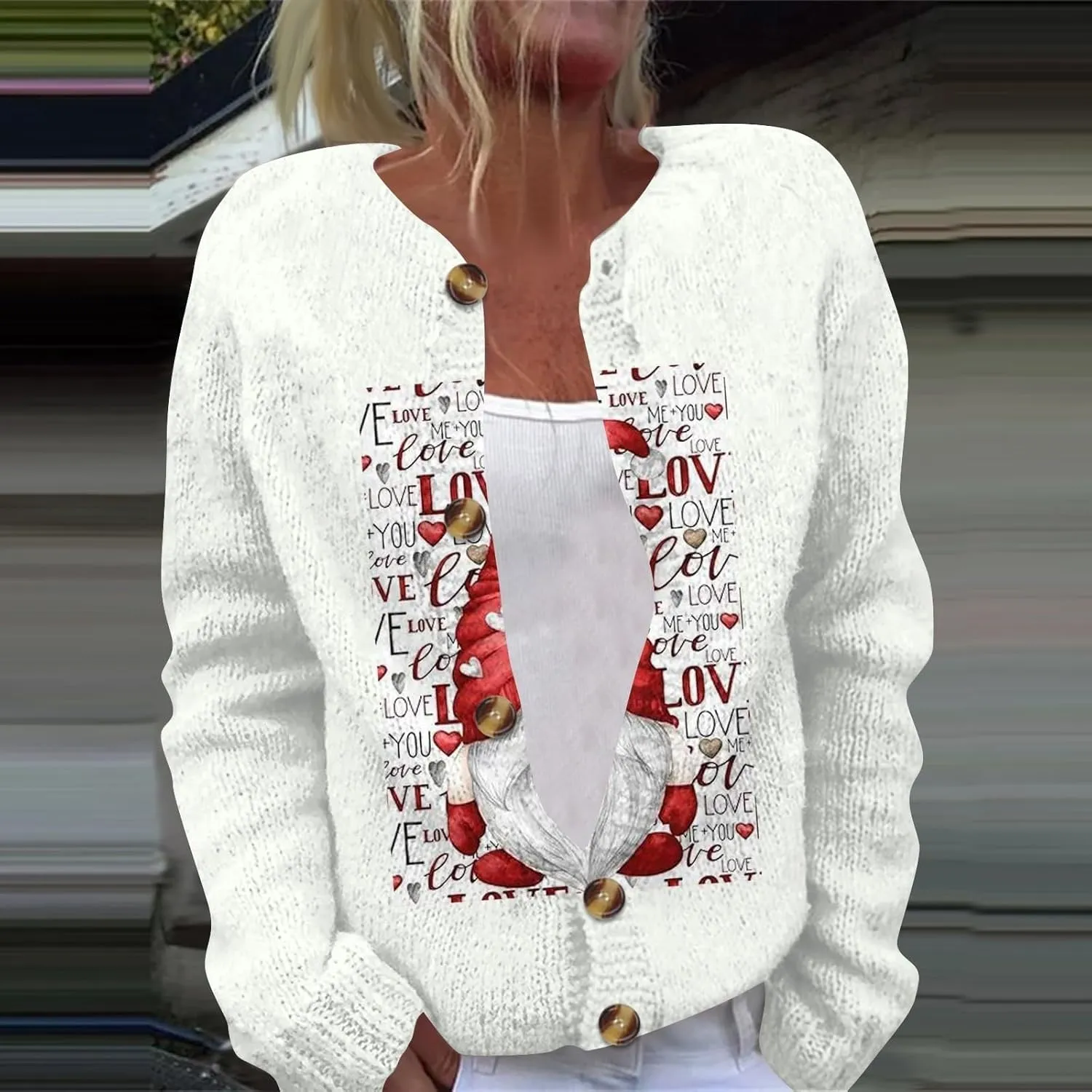 Womens Chunky Cardigan Cable Knit Sweaters for Women 2025 Trendy Love Heart Y2K Knitted Outerwear