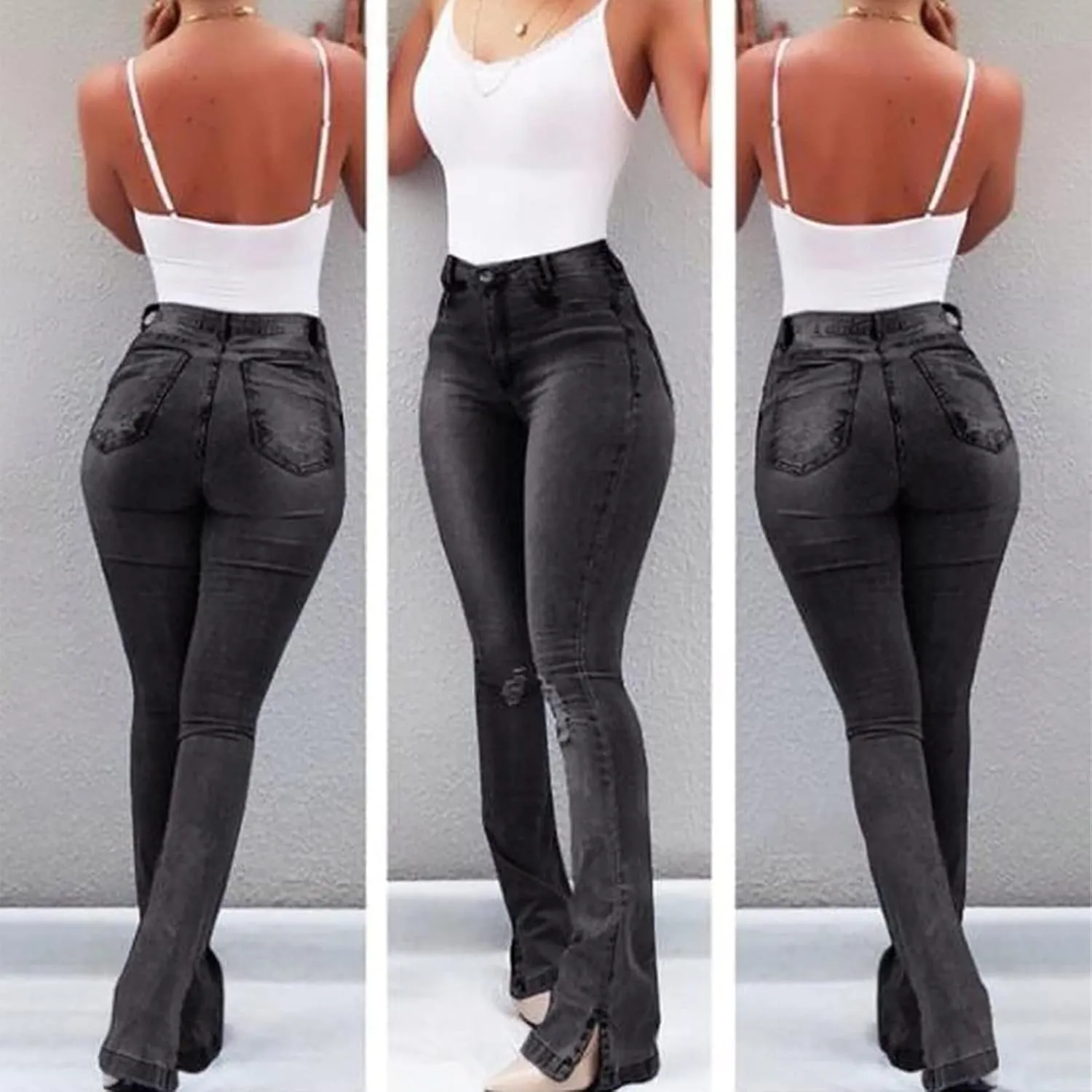 Womens Classic High Waisted Skinny Stretch Butt Lifting Jeans Slim Fit Denim Pants