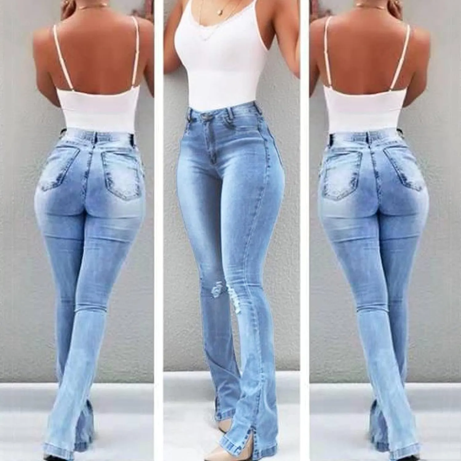 Womens Classic High Waisted Skinny Stretch Butt Lifting Jeans Slim Fit Denim Pants