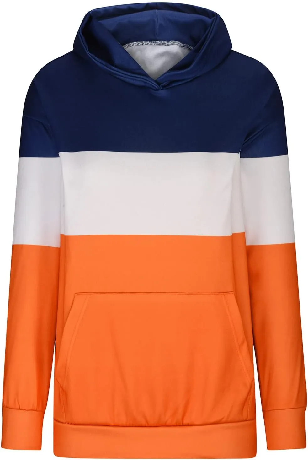 Womens Fall Thin Fleece Hoodie Stylish Colorblock Slouchy Hooded Sweatshirts Preppy Long Sleeve Sport Running Top