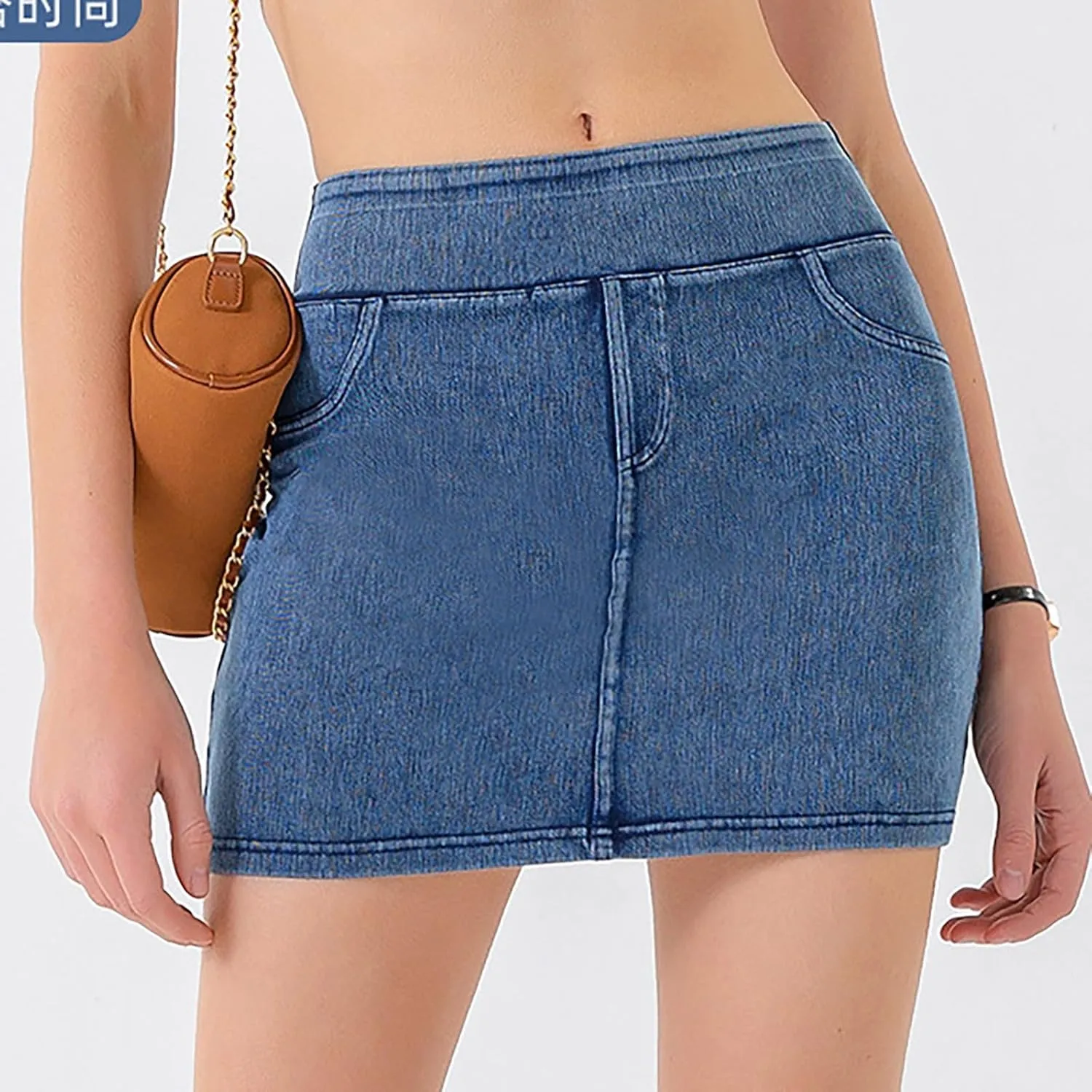 Womens Faux Denim Shorts High Waisted Stretchy Jeans Look Dressy Sexy Butt-Lifting Shorts Summer Bottoms