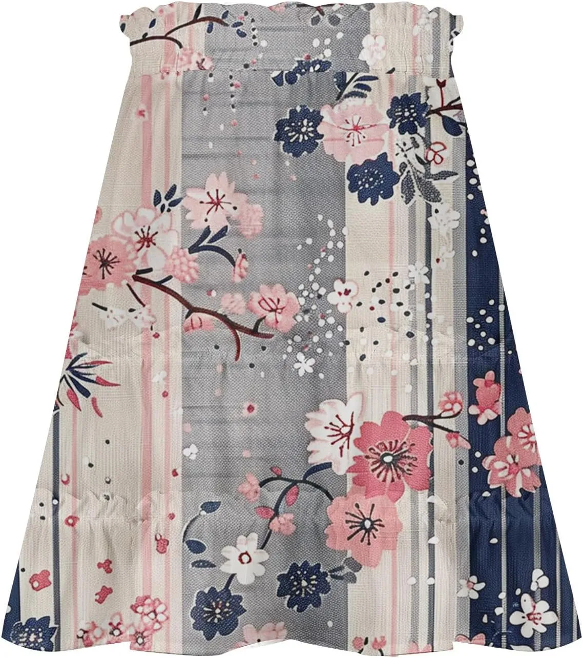Womens Floral Ruffle Mini Skirts 2025 Summer Skater Short Skirt Elastic Waist Boho Pleated Skirts Trendy Half Dress