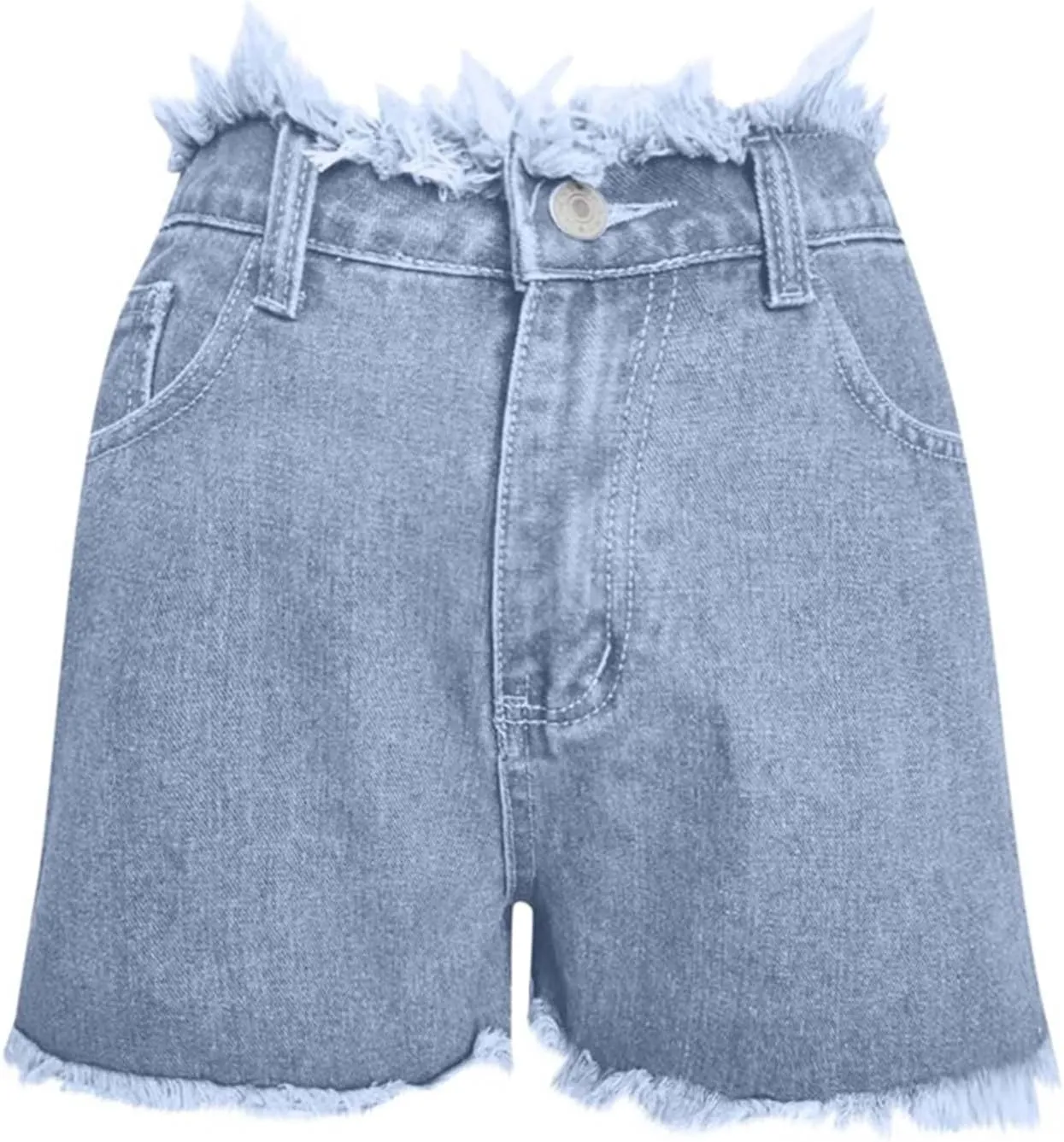 Women's Frayed Raw Denim Shorts Short Jeans Pockets High Waisted Distressed Jean Casual Summer Y2K Streetwear Vintage