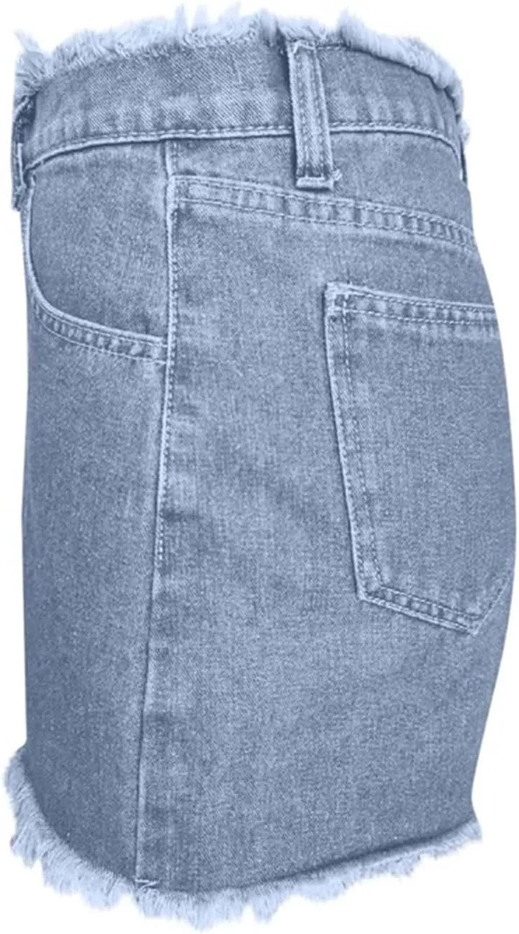 Women's Frayed Raw Denim Shorts Short Jeans Pockets High Waisted Distressed Jean Casual Summer Y2K Streetwear Vintage
